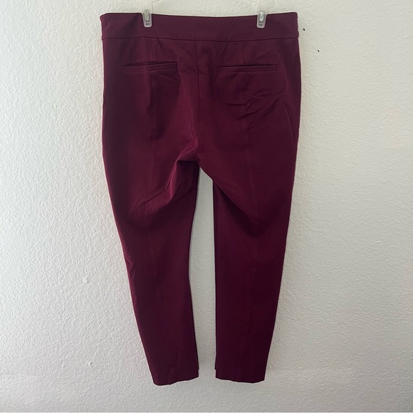 Anthropologie The Essential Slim Wine Red Striped Trouser Pants Size 10 - Picture 10 of 16